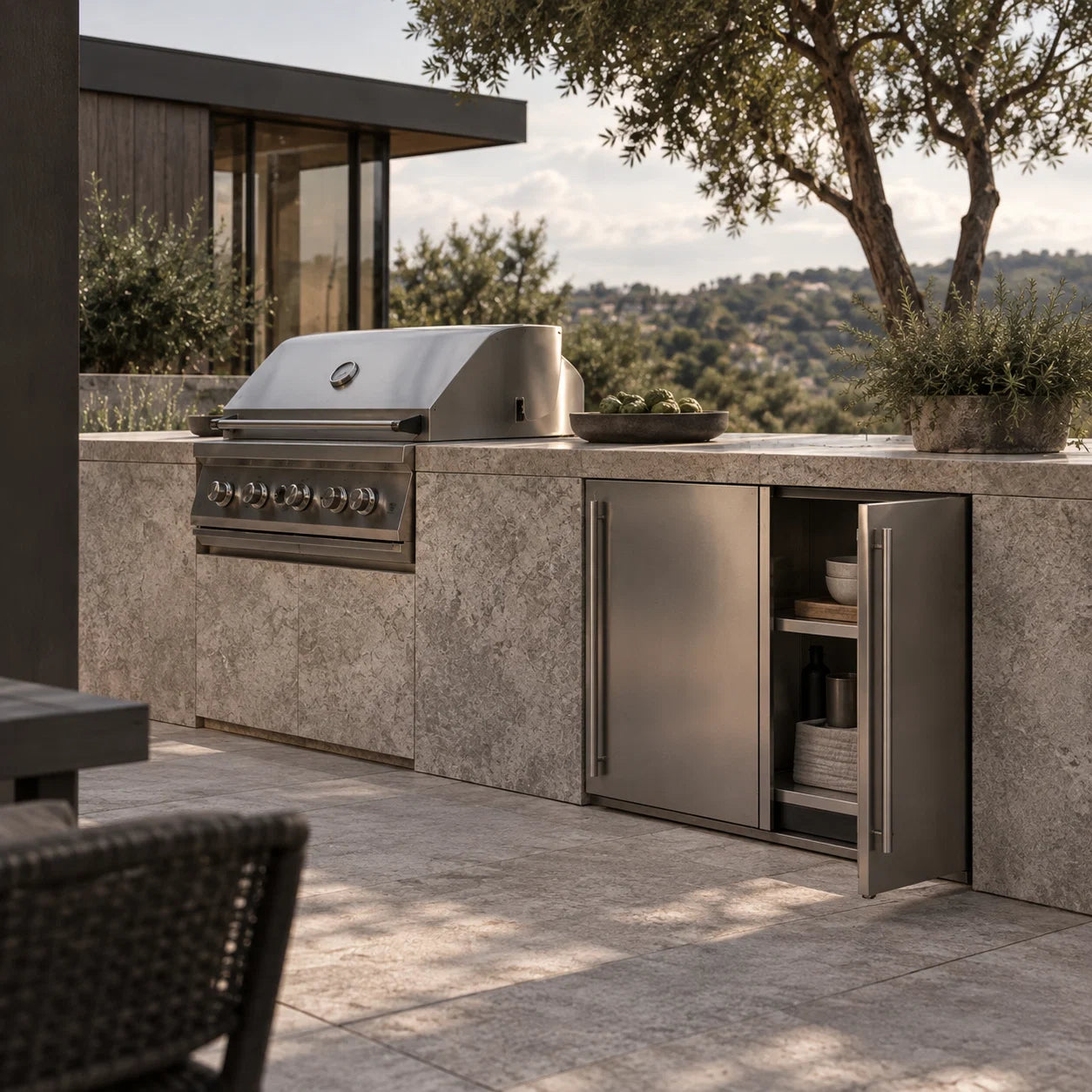 Storage Cabinet in an outdoor kitchen setting