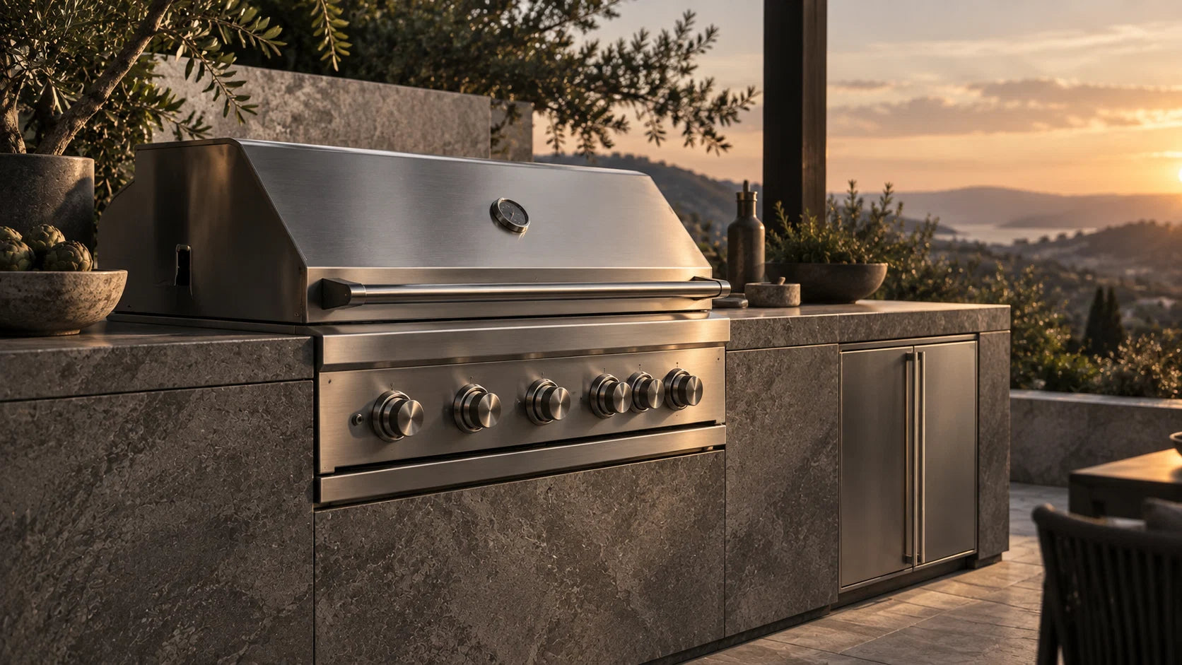 Luxury Built-In Grill in an outdoor kitchen setting
